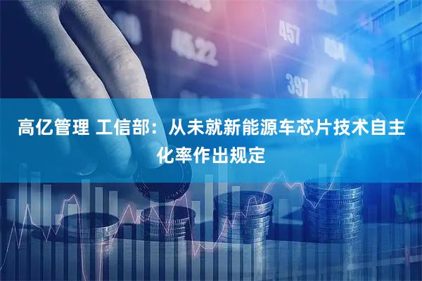 高亿管理 工信部：从未就新能源车芯片技术自主化率作出规定